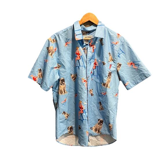 RSVLTS Other - RSVLTS Blue The Sandlot Lifeguard Dog Men's Casual Button Down Shirt Size Medium